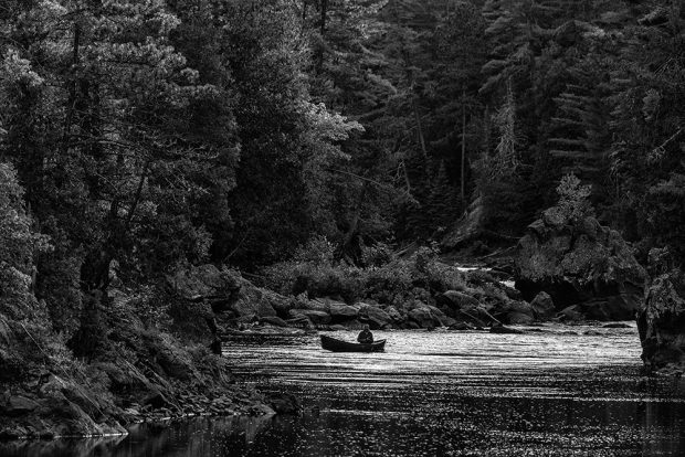 Petawawa – Lone canoeist in B/W
